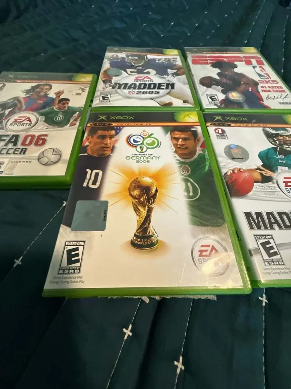 Lot of 5 Xbox Games.. Madden 05 and 06, NBA 2K5, FIFA 06, and World Cup 2006